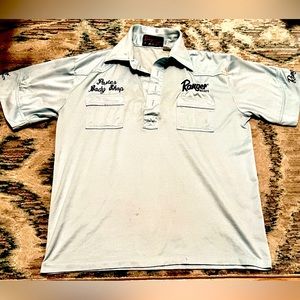 Vintage Light Blue Ranger Boats Collared T-Shirt/Shop Uniform, Large, Super Soft